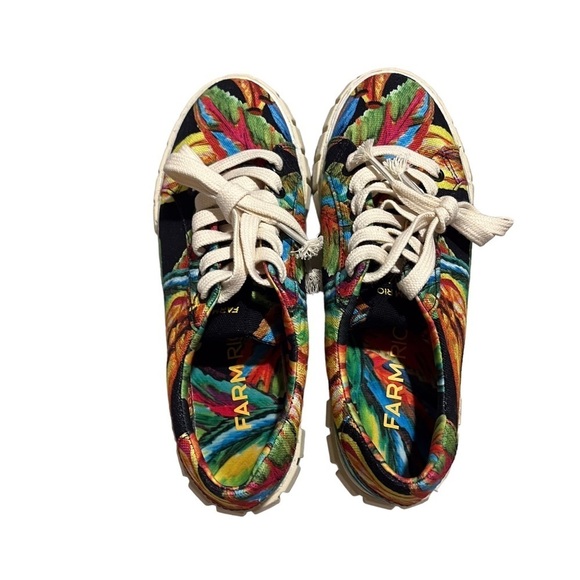 Farm Rio Black Banana Flatform Sneakers Size 8 Printed Lace Up - Picture 5 of 9